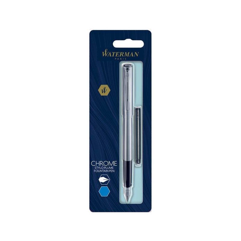 WATERMAN fountain pen Allure Graduate chrome, fine nib, including ink cartridge