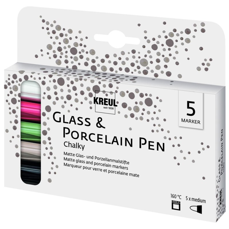 KREUL chalk markers for glass & porcelain, set of 5, 2-4 mm line width
