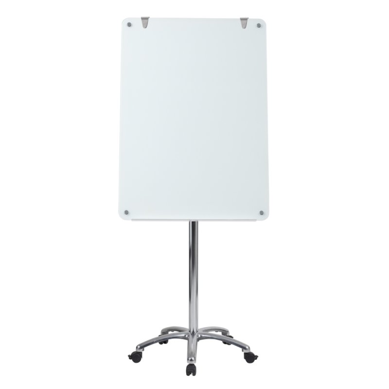 Bi-Office tableau de conférence mobile verre, blanc, magnétique, cadre chromé, 70×100 cm