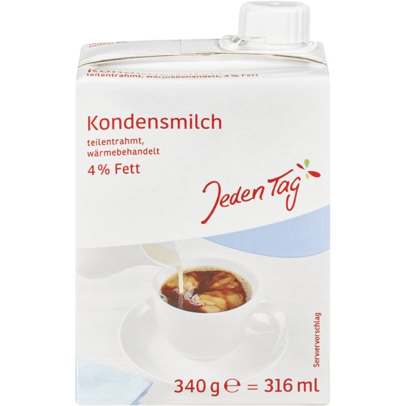 Jeden Tag halfvolle gecondenseerde melk, 4% vet, draaiverschlus, 20 stuks