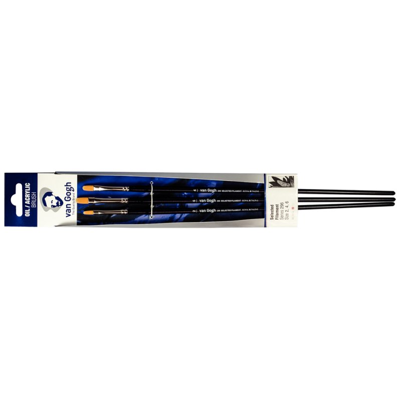Royal Talens Van Gogh oil/acrylic brush set 296, filbert, sizes 2/4/6, 3 pieces