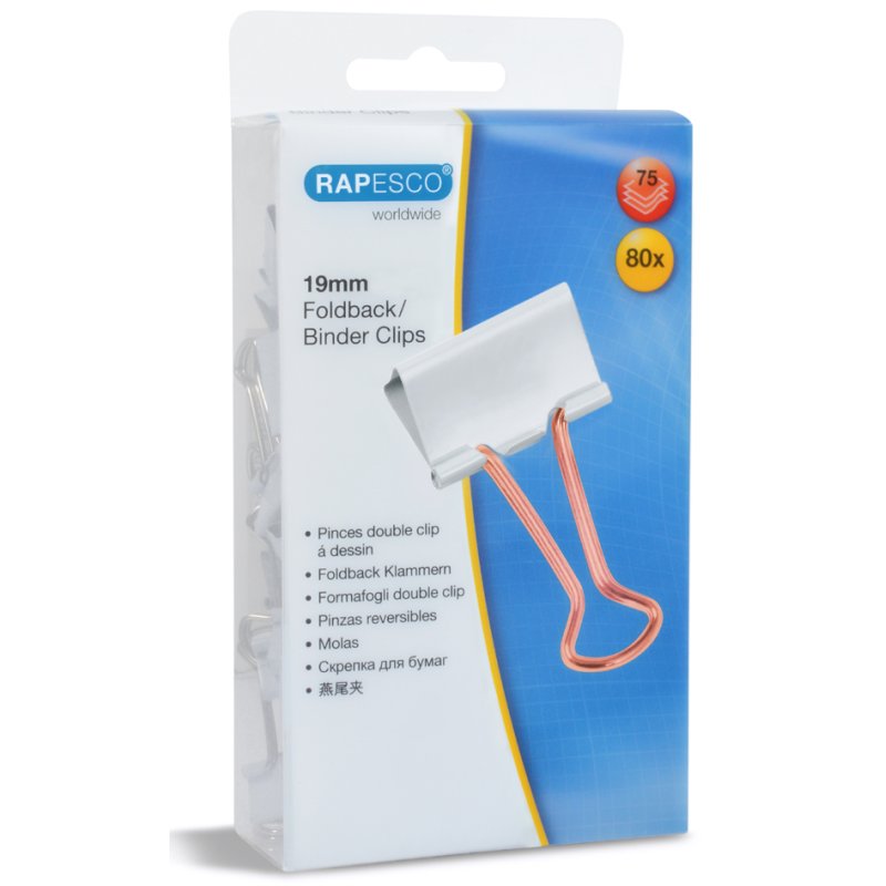 RAPESCO pinces à foldback 19 mm, blanc/or rose, 80 pièces