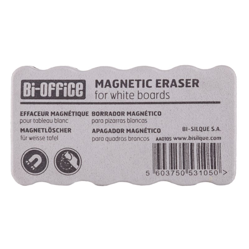 Bi-Office effaceur de tableau blanc, magnétique, noir/gris