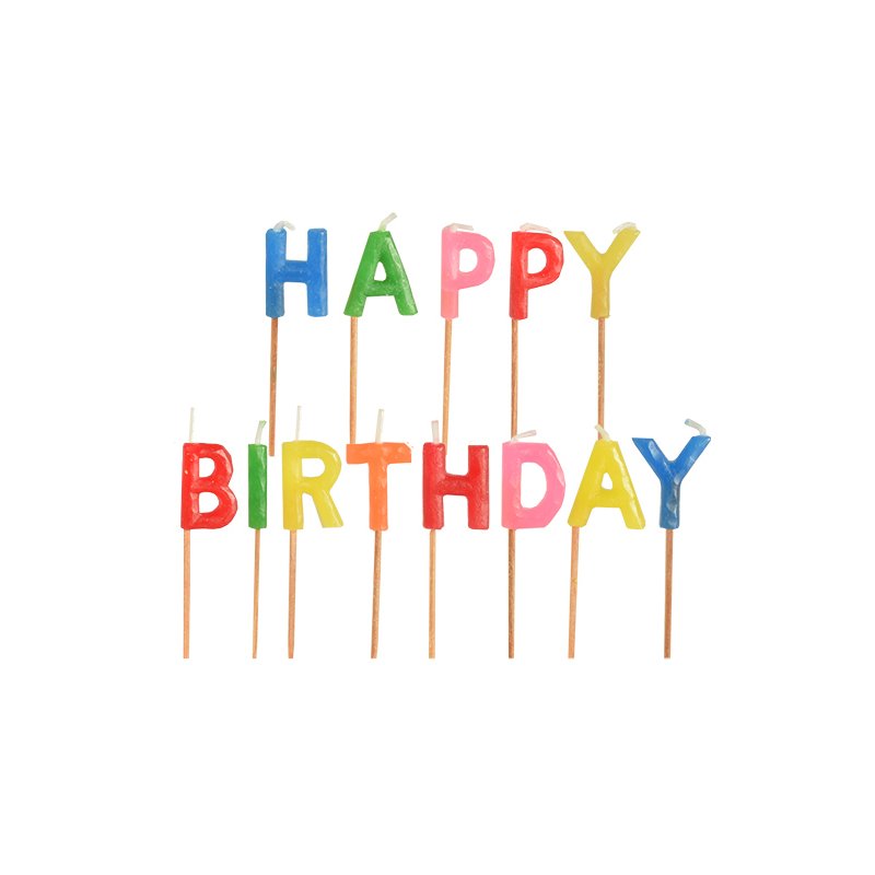 PAPSTAR taartkaarsjes Happy Birthday, 13-delig, paraffine letters, 80 mm