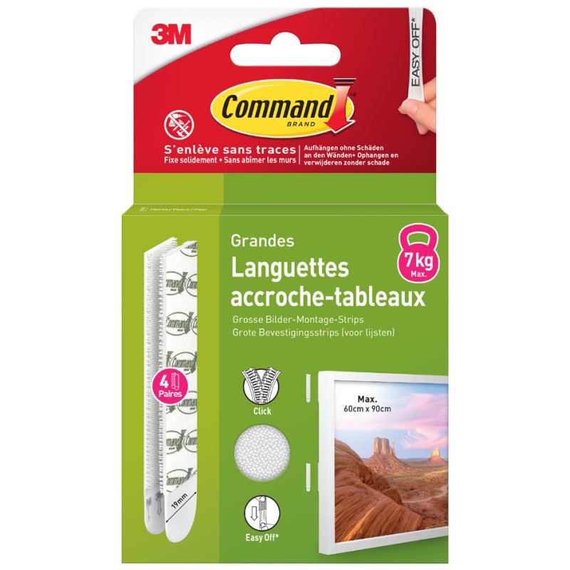 Command Bilder-Montagestrips L, zwart, draagkracht 7,2 kg, 4 sets à 2 strips
