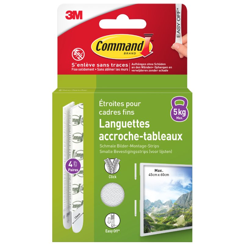 Command montagestrips voor fotolijsten, smal maat M, wit, 4 sets