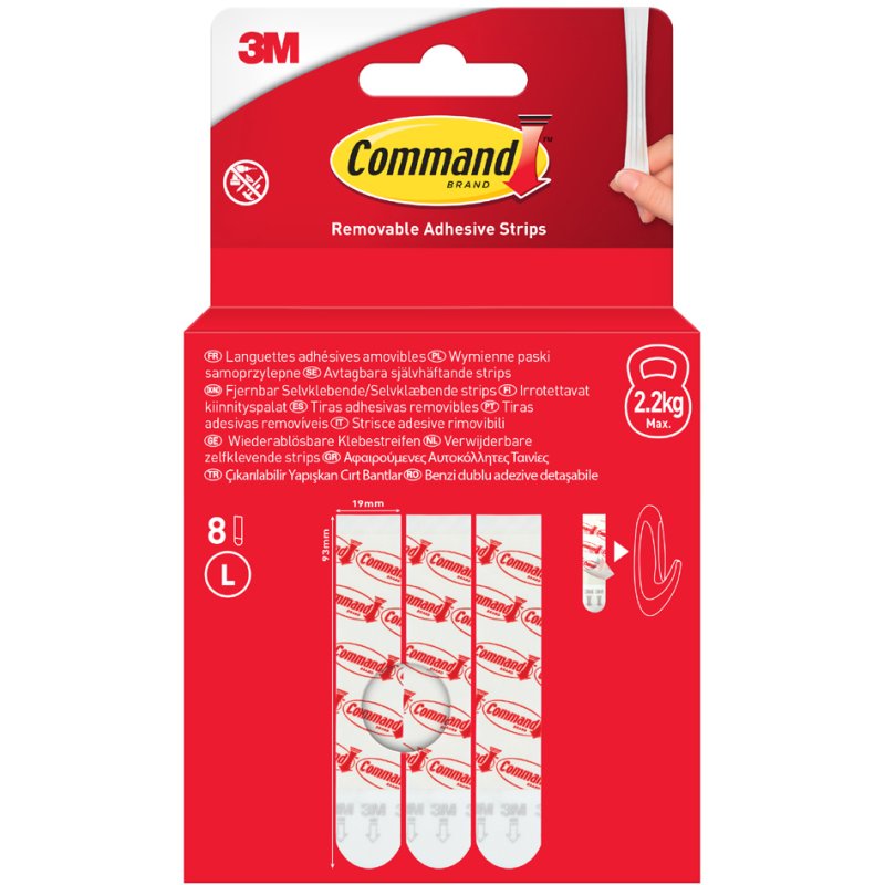 Command recharge strips, taille L, blanc, 8 pièces