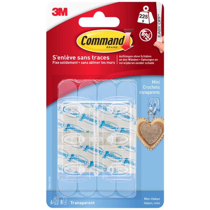 Command mini-crochets, transparent, taille S, 6 pièces