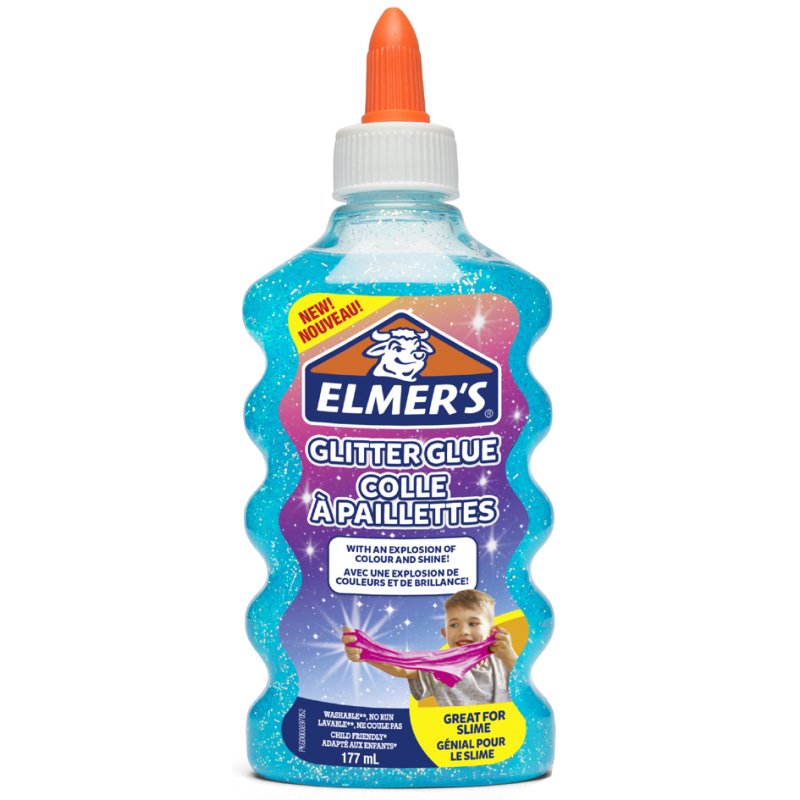ELMER'S glitterlijm, blauw, uitwasbaar, 177 ml