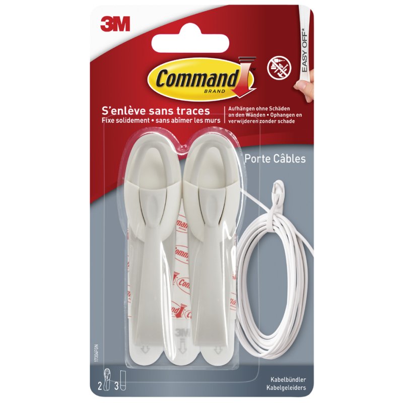 Command pinces à câbles taille M, blanc, 2 pièces