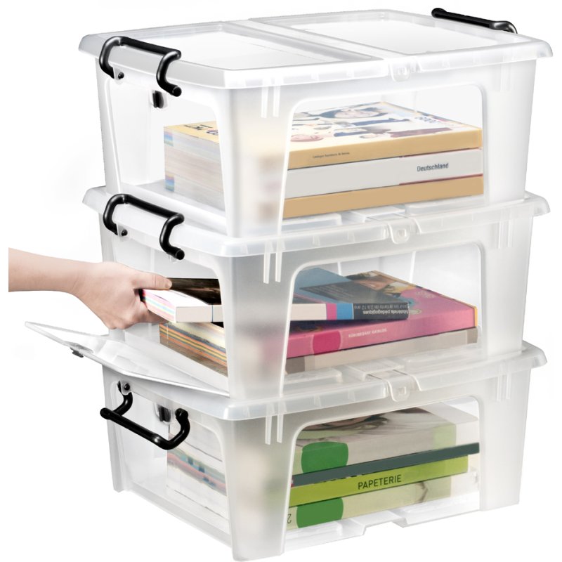 CEP strata opbergbox met zijdeur, 20 liter, transparant, stapelbar