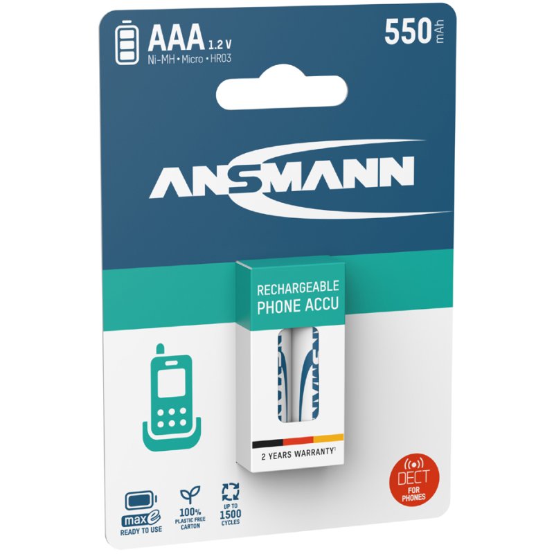 ANSMANN maxE Piles rechargeables NiMH AAA, 800 mAh, 3 pièces
