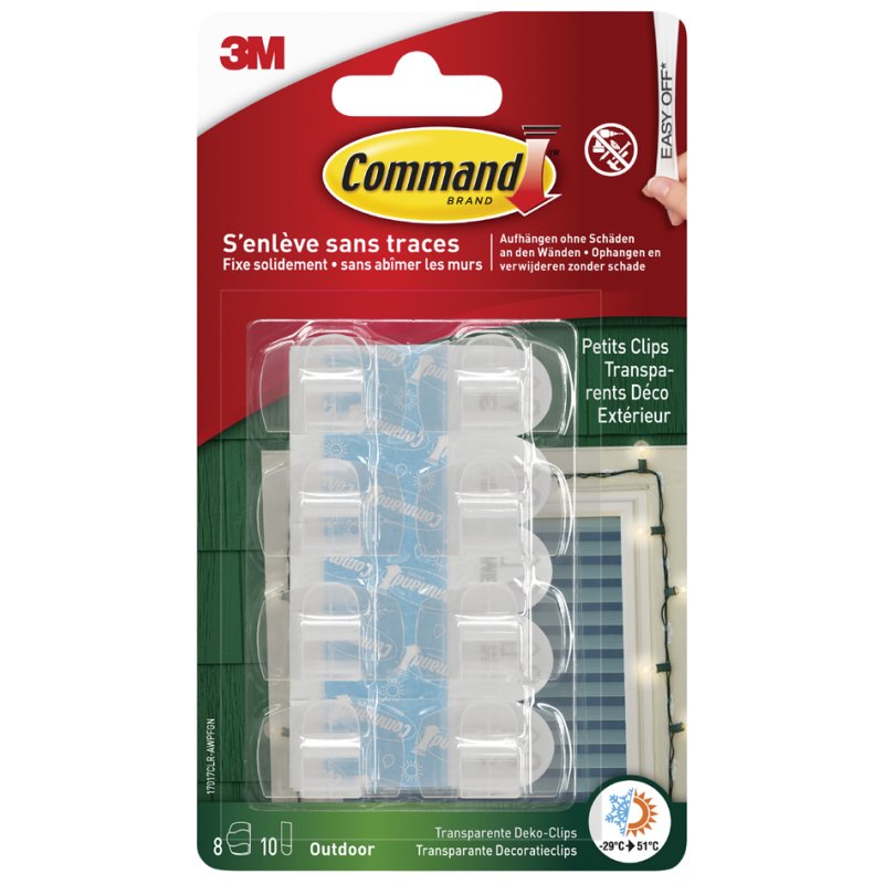 Command serre-câble extérieur, transparent, taille S, 8 pièces