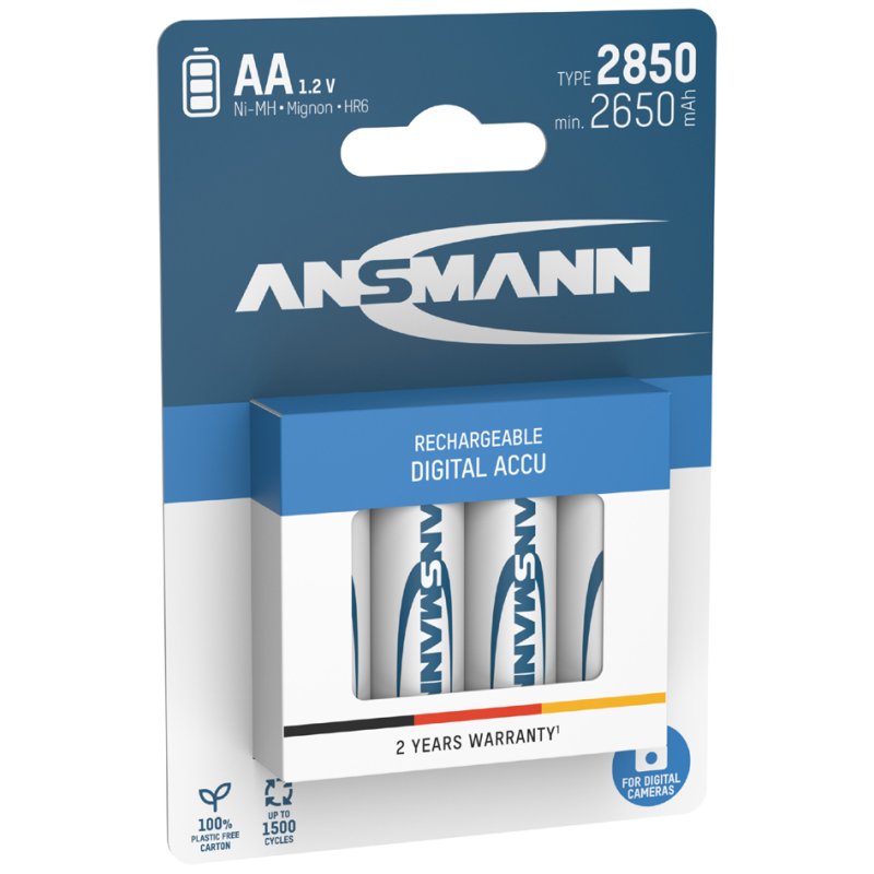 ANSMANN piles rechargeables NiMH numériques AA, 2850 mAh, 4 pièces