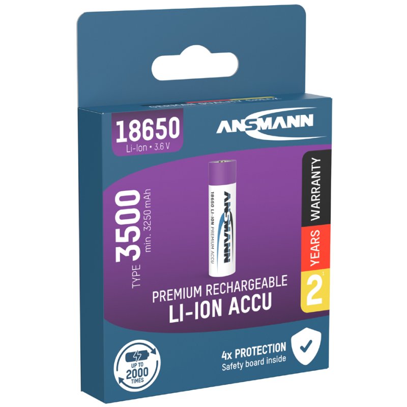ANSMANN Li-Ion accu 18650, 3,6 V, 3500 mAh, beschermd
