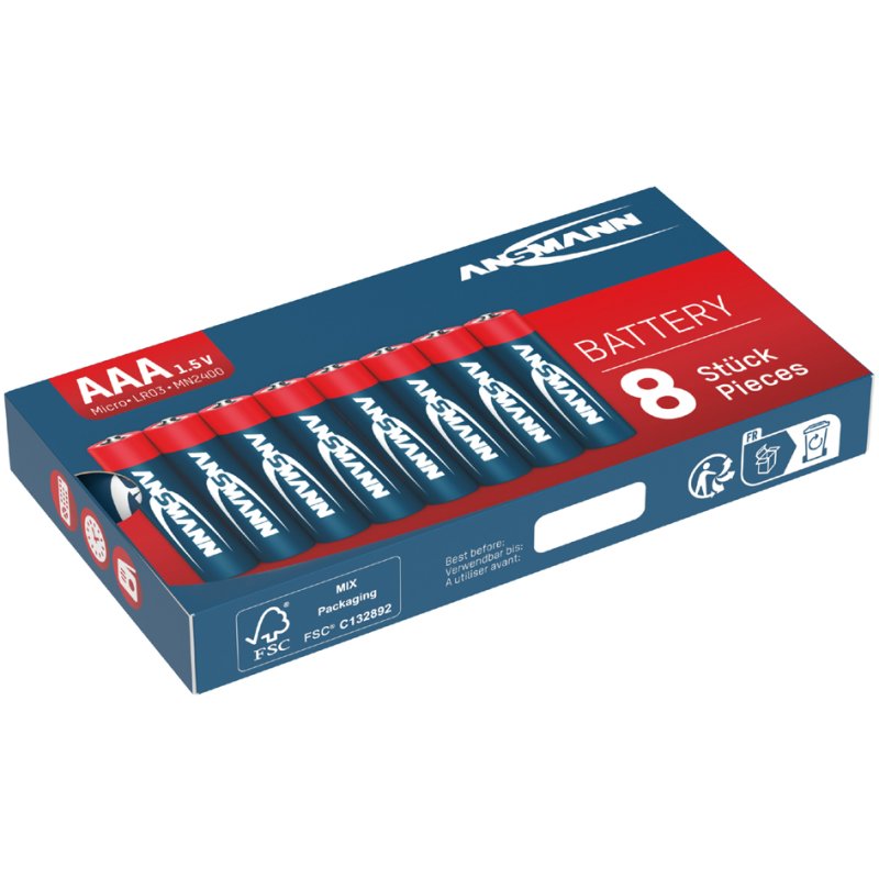 ANSMANN piles alcalines AAA, 8 pièces