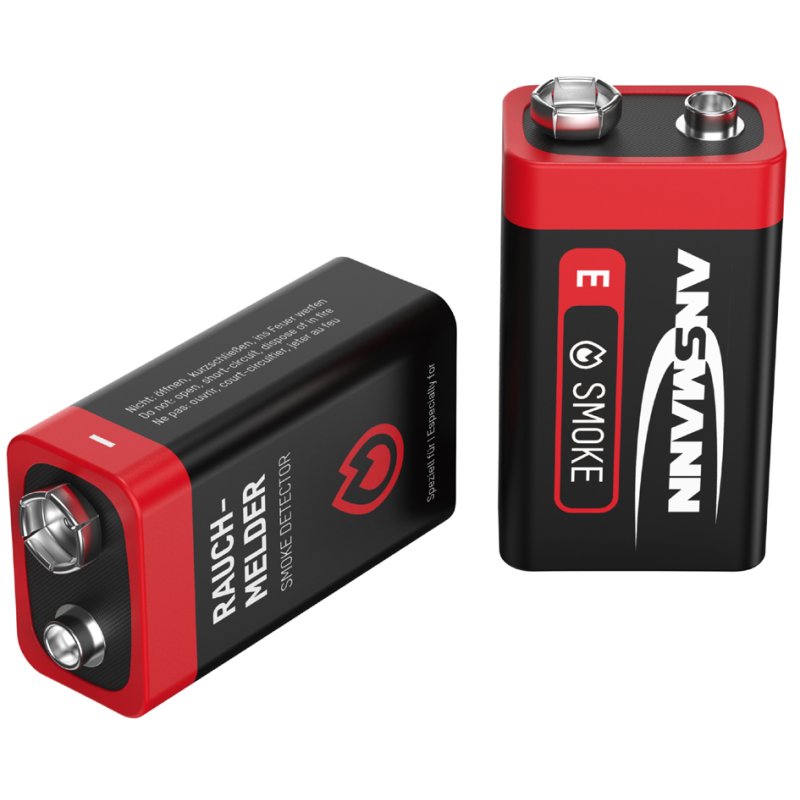ANSMANN alkaline batterijen E-Block 9V, speciaal voor rookmelders, 6 stuks