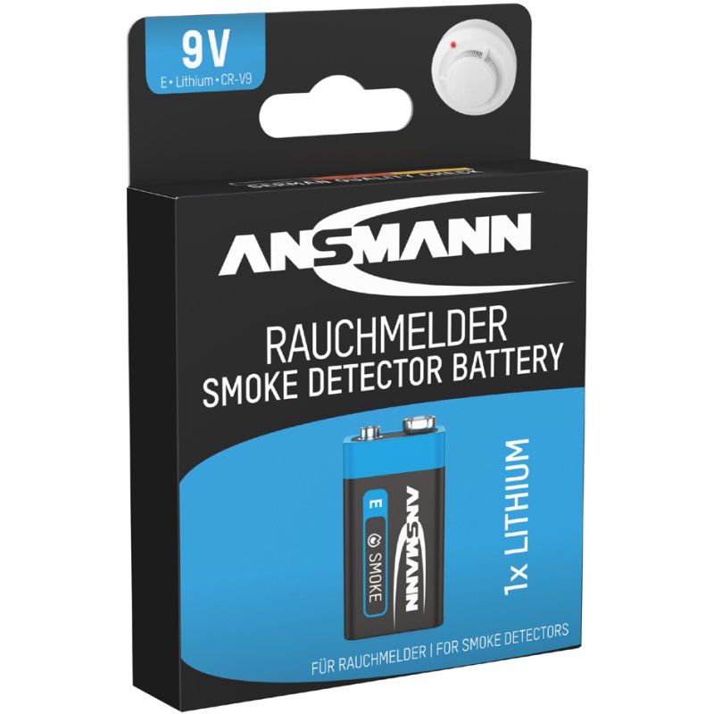 ANSMANN Batterie lithium 10 ans bloc E 9V, 600 mAh, détecteur de fumée
