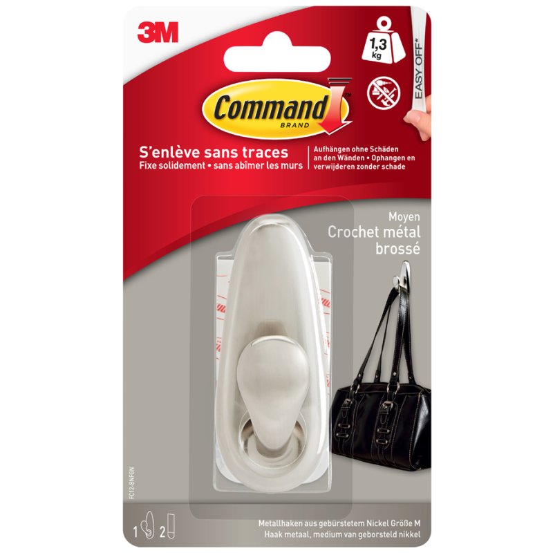 Command metalen haak Classic L, zilver, 2,2 kg draagkracht