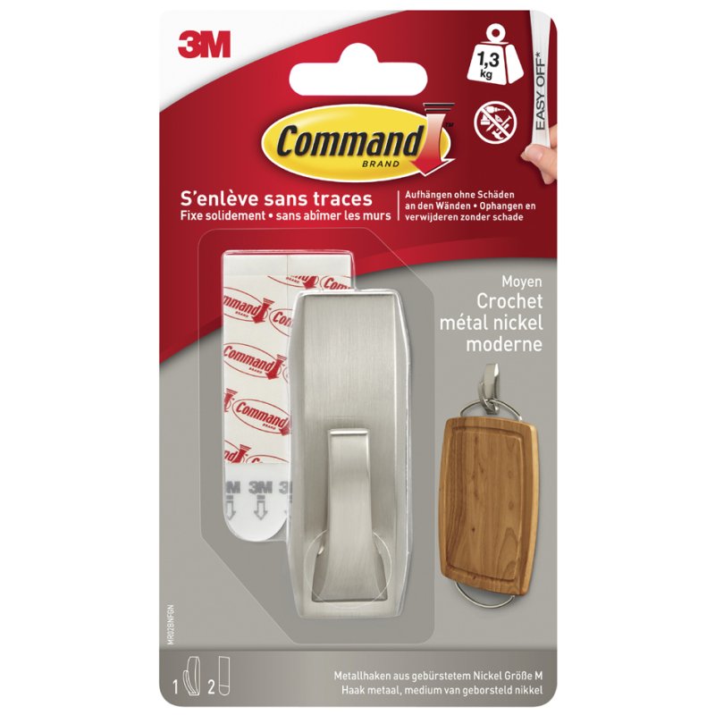 Command metalen haak Modern L, zilver, draagkracht 2,2 kg