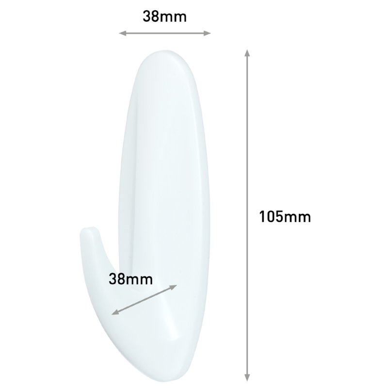 Command crochets de design salle de bain, blanc, grand, capacité de charge 2,2 kg