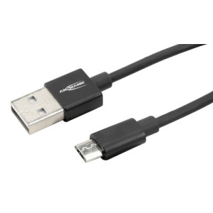 ANSMANN data- en oplaadkabel USB-A naar Micro USB-B, zwart, 2,0 m