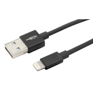 ANSMANN data- en oplaadkabel Lightning naar USB-A, zwart, 120 cm