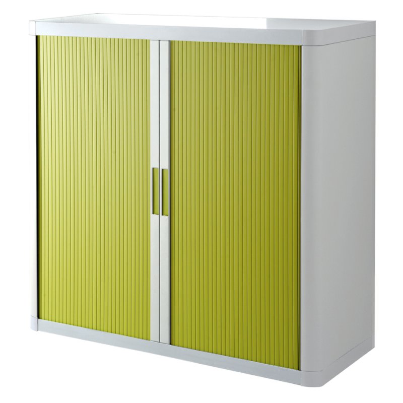 PAPERFLOW roldeurkast easyOffice, wit/groen, 2 legborden, 1100×415×1040 mm