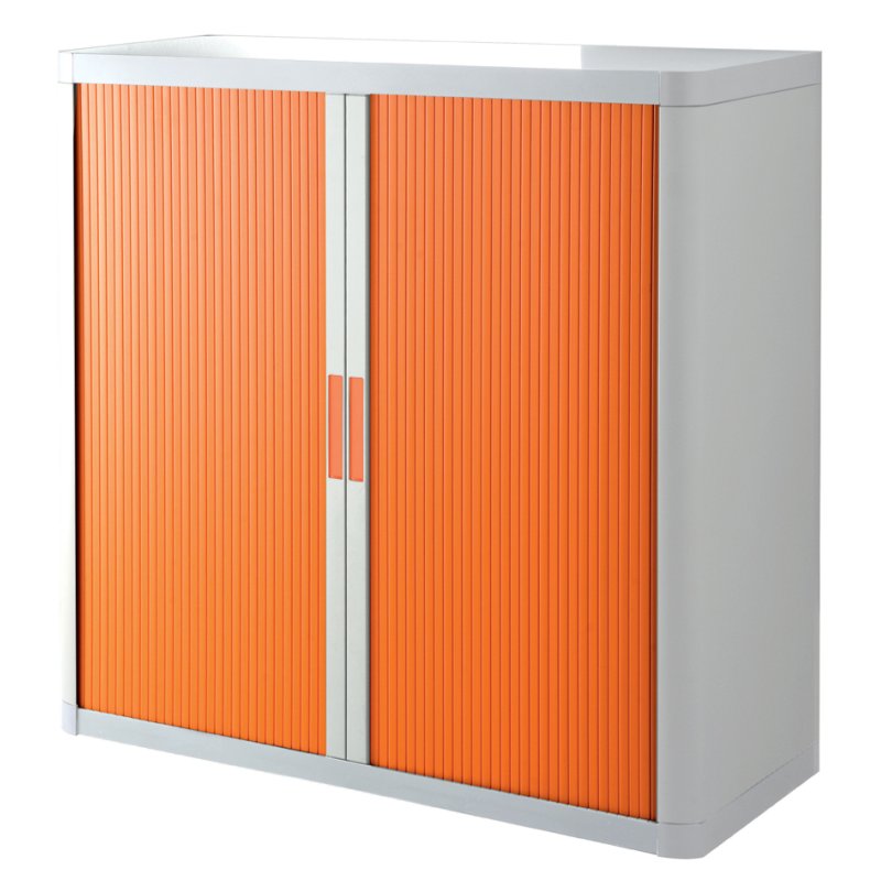 PAPERFLOW roldeurkast easyOffice, wit/groen, 2 legborden, 1100×415×1040 mm