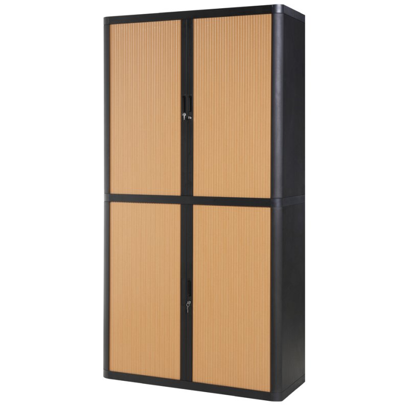 PAPERFLOW roldeurkast easyOffice, wit/rood, 4 legborden, 1100×415×2040 mm