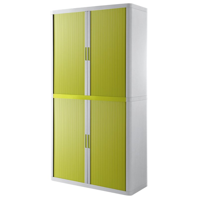 PAPERFLOW roldeurkast easyOffice, wit/rood, 4 legborden, 1100×415×2040 mm