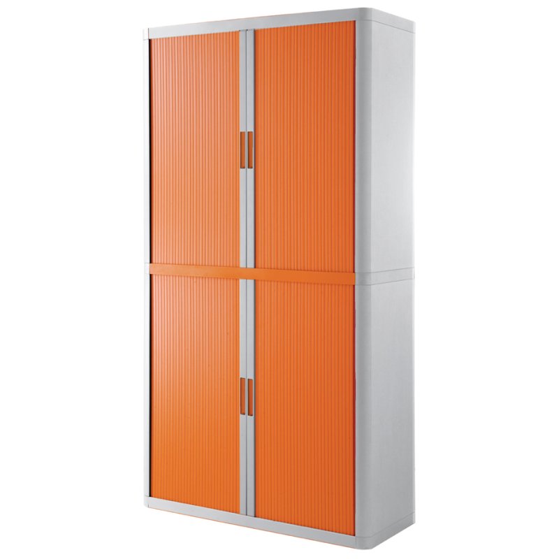 PAPERFLOW roldeurkast easyOffice, wit/rood, 4 legborden, 1100×415×2040 mm