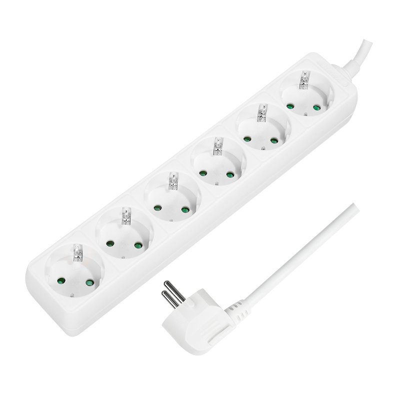 LogiLink Multiprise 6 prises, blanc, sans interrupteur, câble 1,5 m