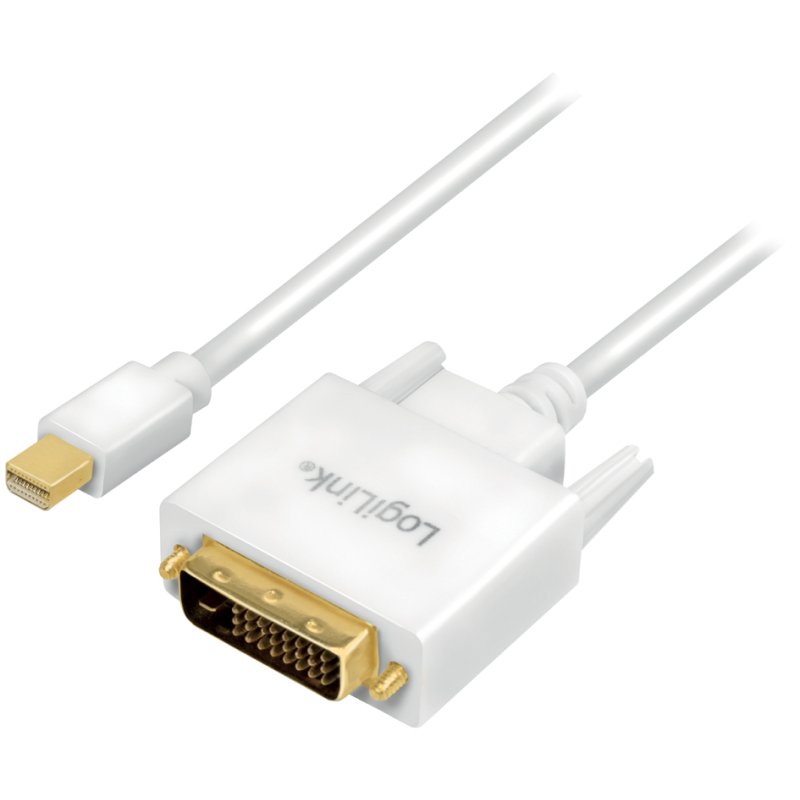 LogiLink Câble adaptateur Mini DisplayPort vers DVI, blanc, 1,8 m