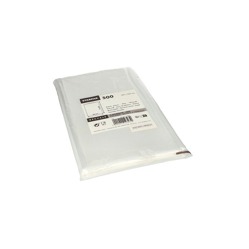 STARPAK sachets fond plat, 180×300 mm, transparent, 500 pièces
