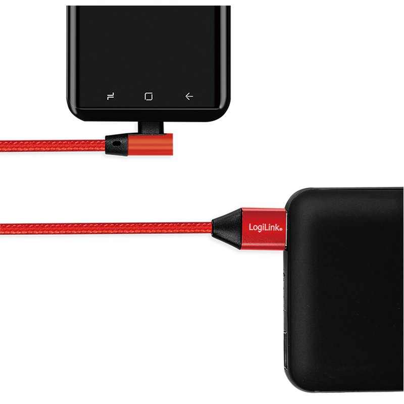 LogiLink Câble USB 2.0 USB-A vers USB-C, coudé, noir, 0,3 m