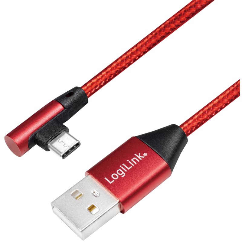 LogiLink Câble USB 2.0 USB-A vers USB-C, coudé, noir, 0,3 m
