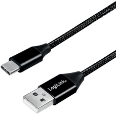 LogiLink USB 2.0 kabel USB-A naar USB-C, zwart, 1 meter