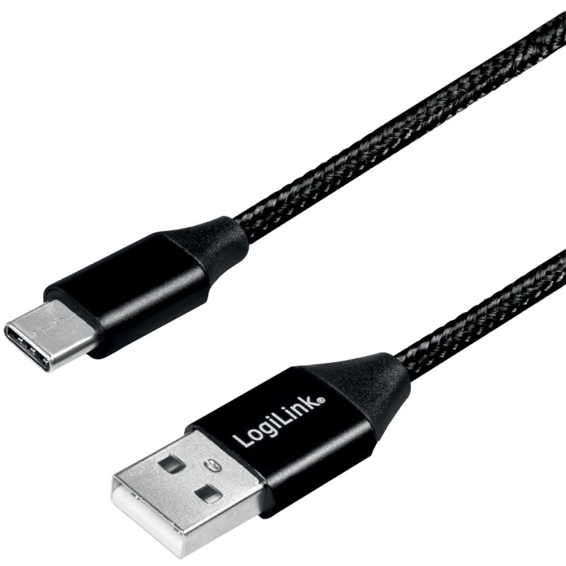 LogiLink Câble USB 2.0 USB-A vers USB-C, noir, 0,3 mètre