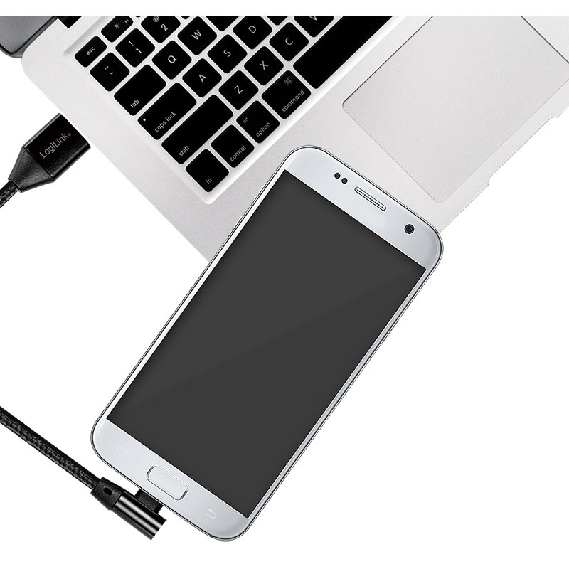 LogiLink Câble USB 2.0 USB-A vers Micro-USB, coudé, noir, 0,3 m