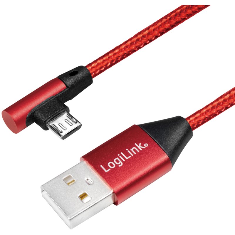 LogiLink Câble USB 2.0 USB-A vers Micro-USB, coudé, noir, 0,3 m