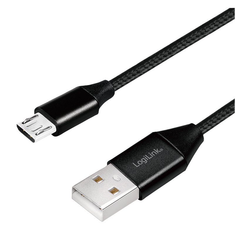 LogiLink Câble USB 2.0 USB-A vers Micro-USB, noir, 0,3 mètre