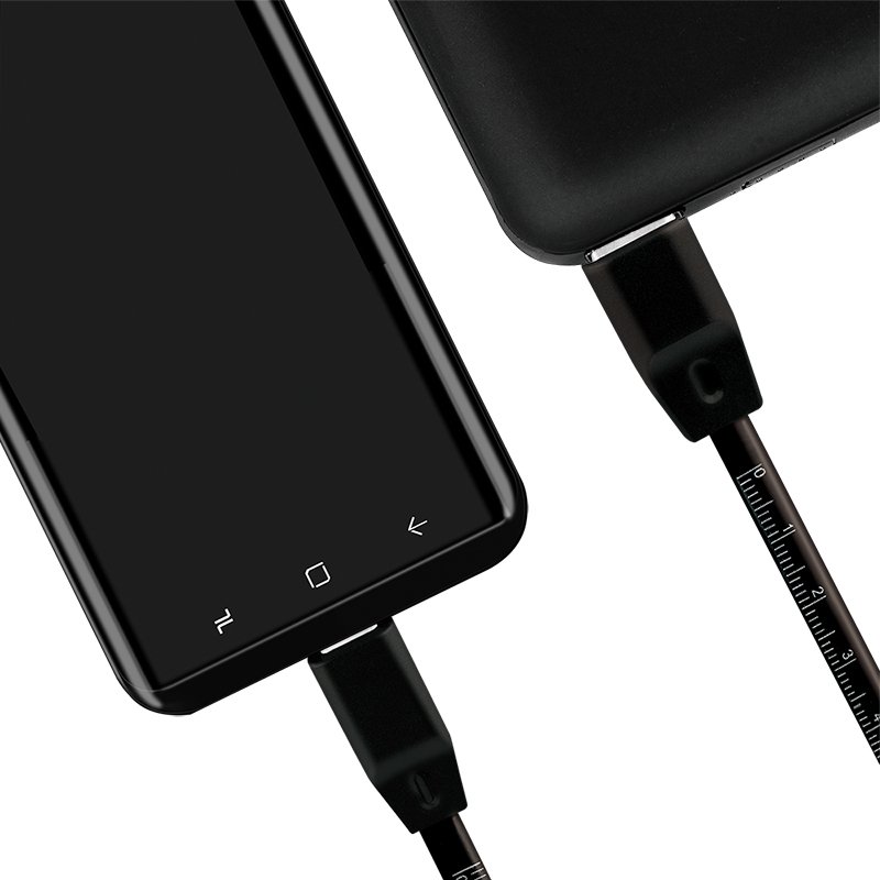 LogiLink Câble USB 2.0 avec règle, USB-A vers USB-C, noir, 1,0 m