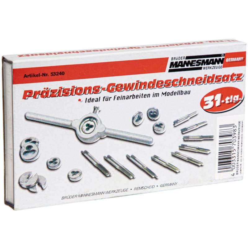BRÜDER MANNESMANN HSS thread cutting set, 31-piece, steel, silver