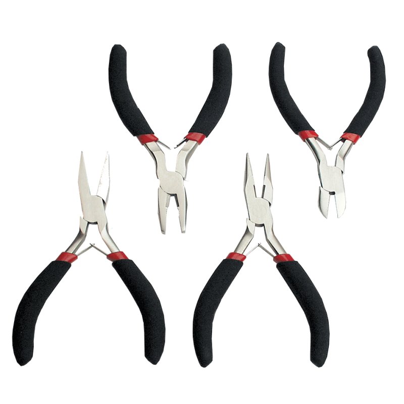 BRÜDER MANNESMANN Jeu de pinces électroniques, 4 pièces, noir/rouge, grip souple