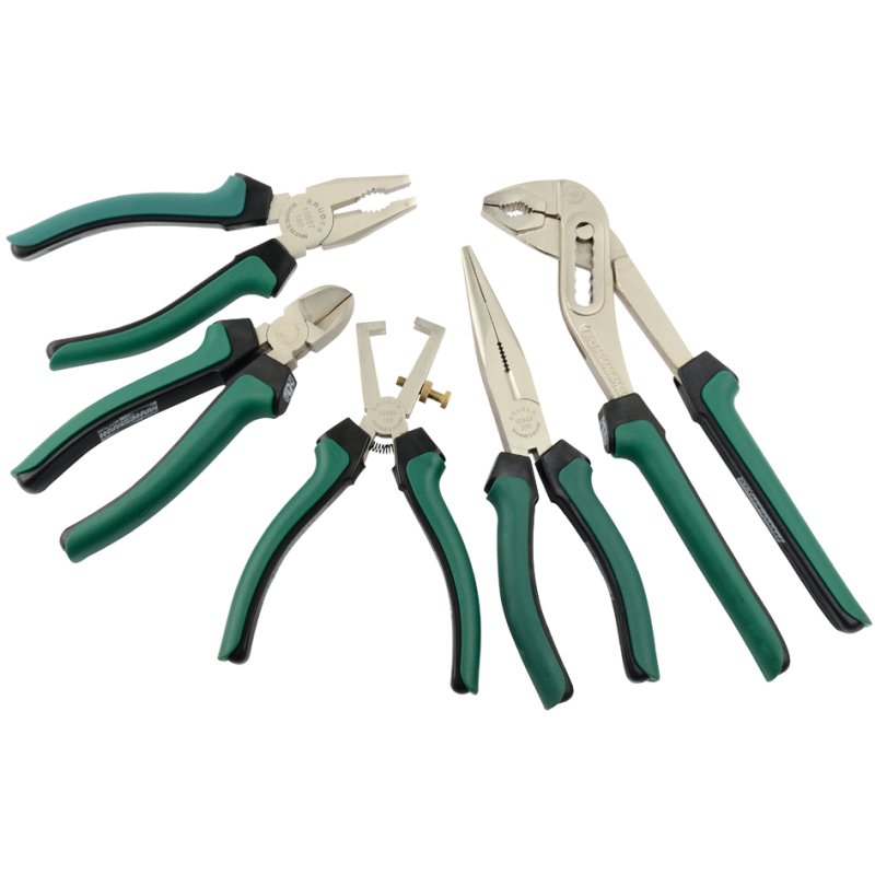 BRÜDER MANNESMANN GREEN LINE pliers set, 5-piece, in case, black/green