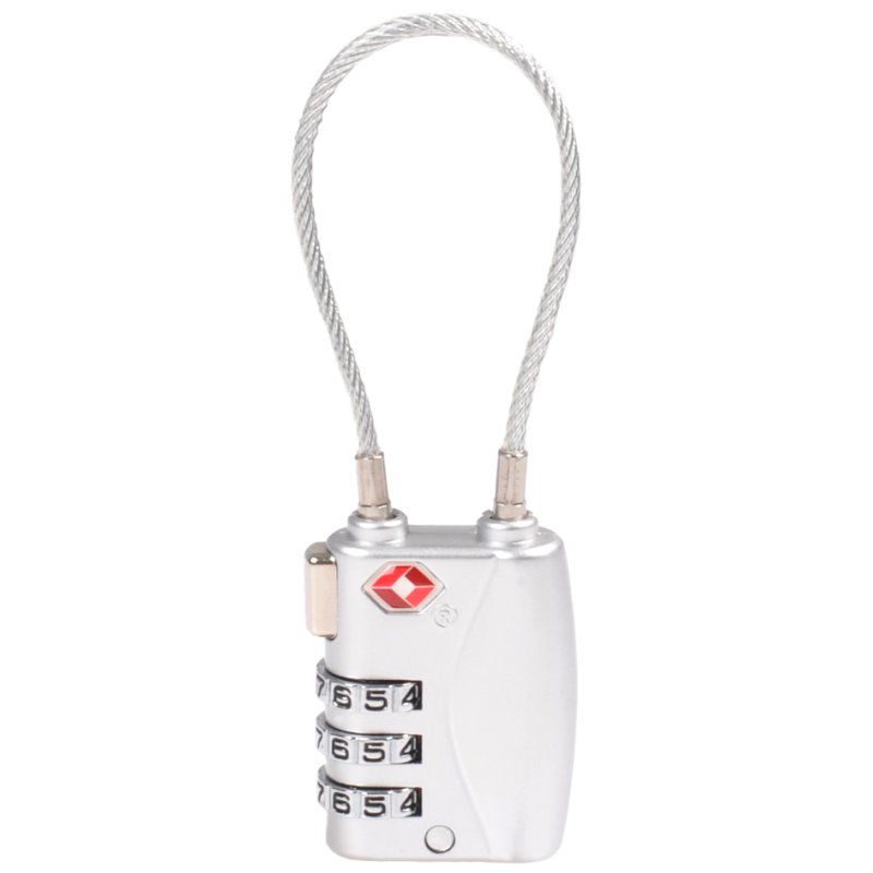 Pavo TSA combination lock for luggage, zinc/stainless steel, silver-coloured, 3-digit combination