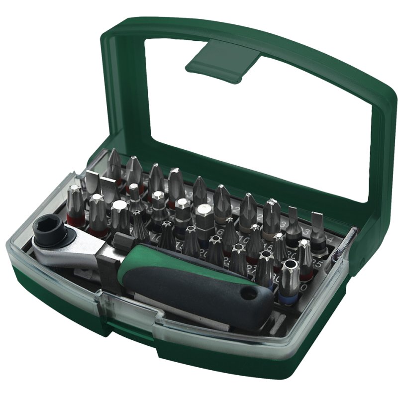 BRÜDER MANNESMANN bit set, 27-piece, S2 steel, plastic box