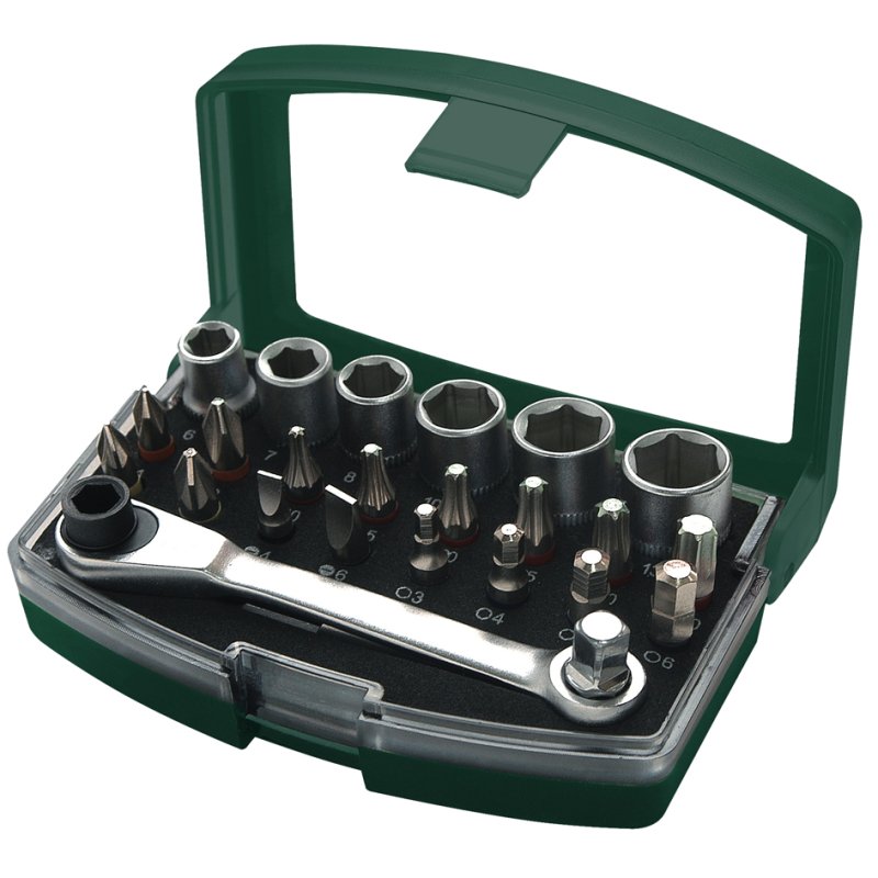 BRÜDER MANNESMANN bit and socket set, green/silver