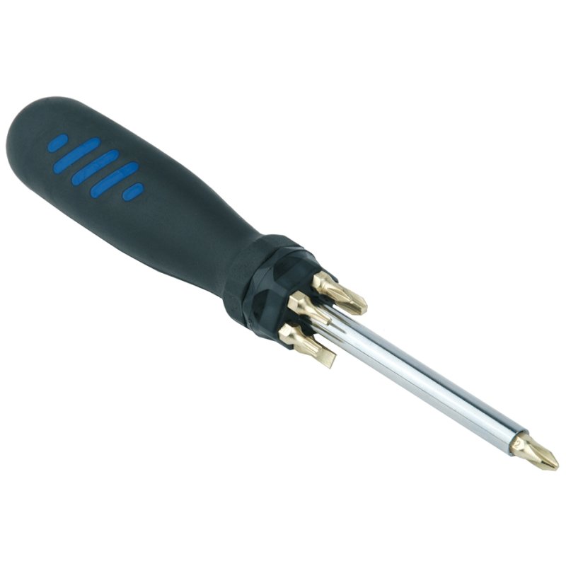 BRÜDER MANNESMANN screwdriver, black/blue, telescopic magnetic lift